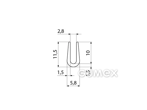 "U" Silikonprofil, 11,5x5,8/2,8mm, 70°ShA, -60°C/+180°C, transparent, 